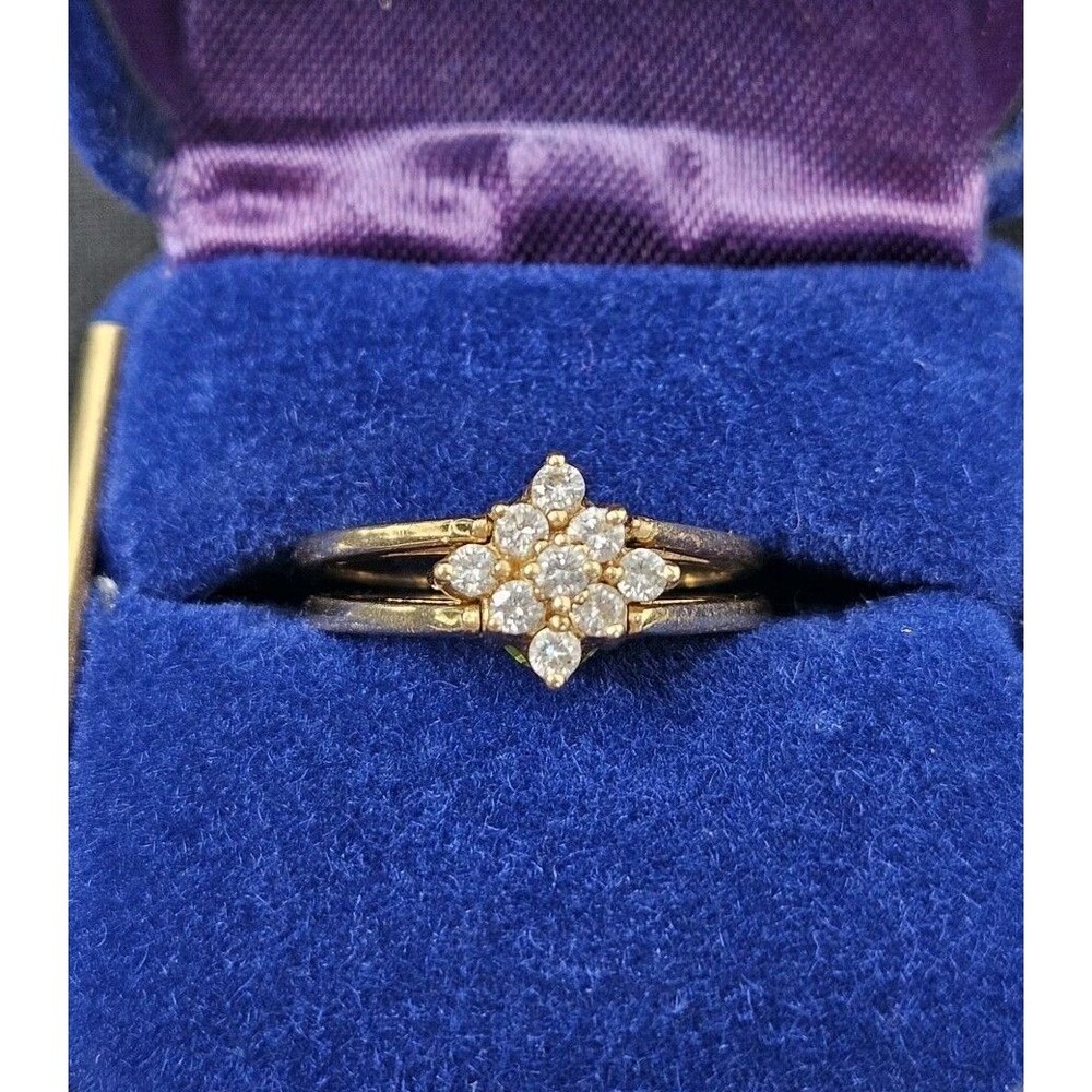 Vintage 18k Yellow Gold Reversible Flip Diamond Cluster / Peridot Ring Sz 6.25